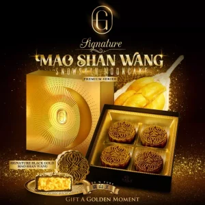 【4 PCS】Golden Moments Signature Premium Mao Shan Wang Durian Snowskin Mooncake